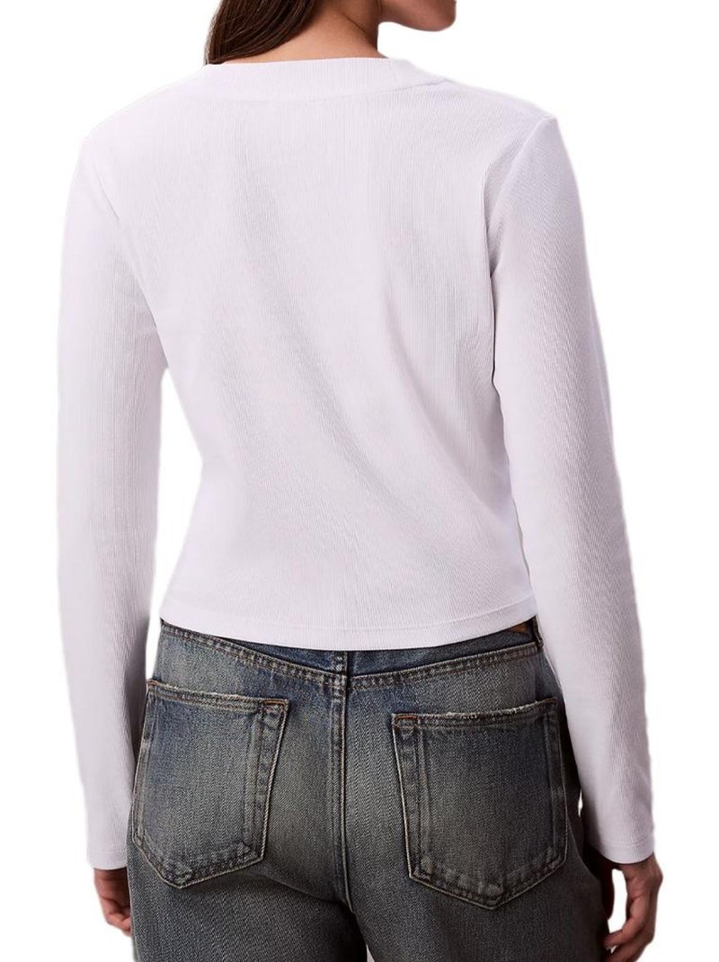 Camiseta de Manga Larga Calvin Klein Jeans para Mujer Blanco - Kiabi