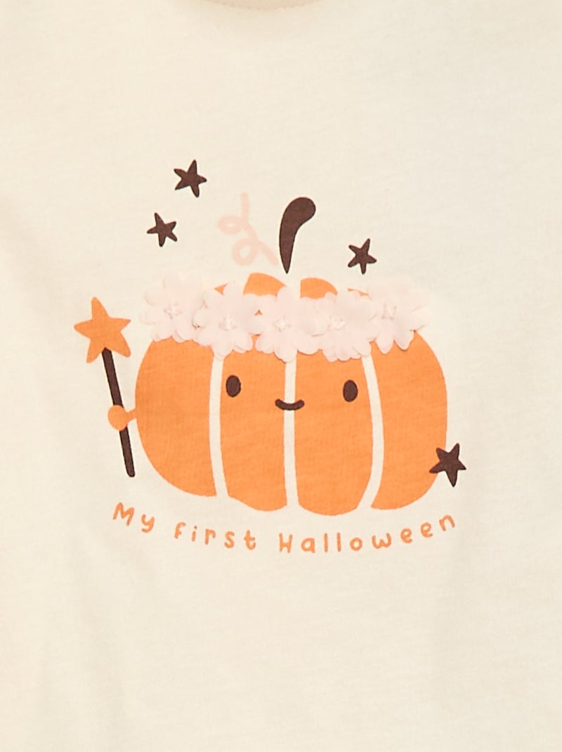 Camiseta de manga larga con adorno delantero Blanco - Kiabi