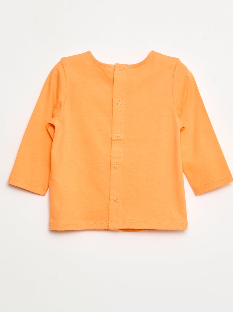 Camiseta de manga larga con adorno delantero Naranja - Kiabi
