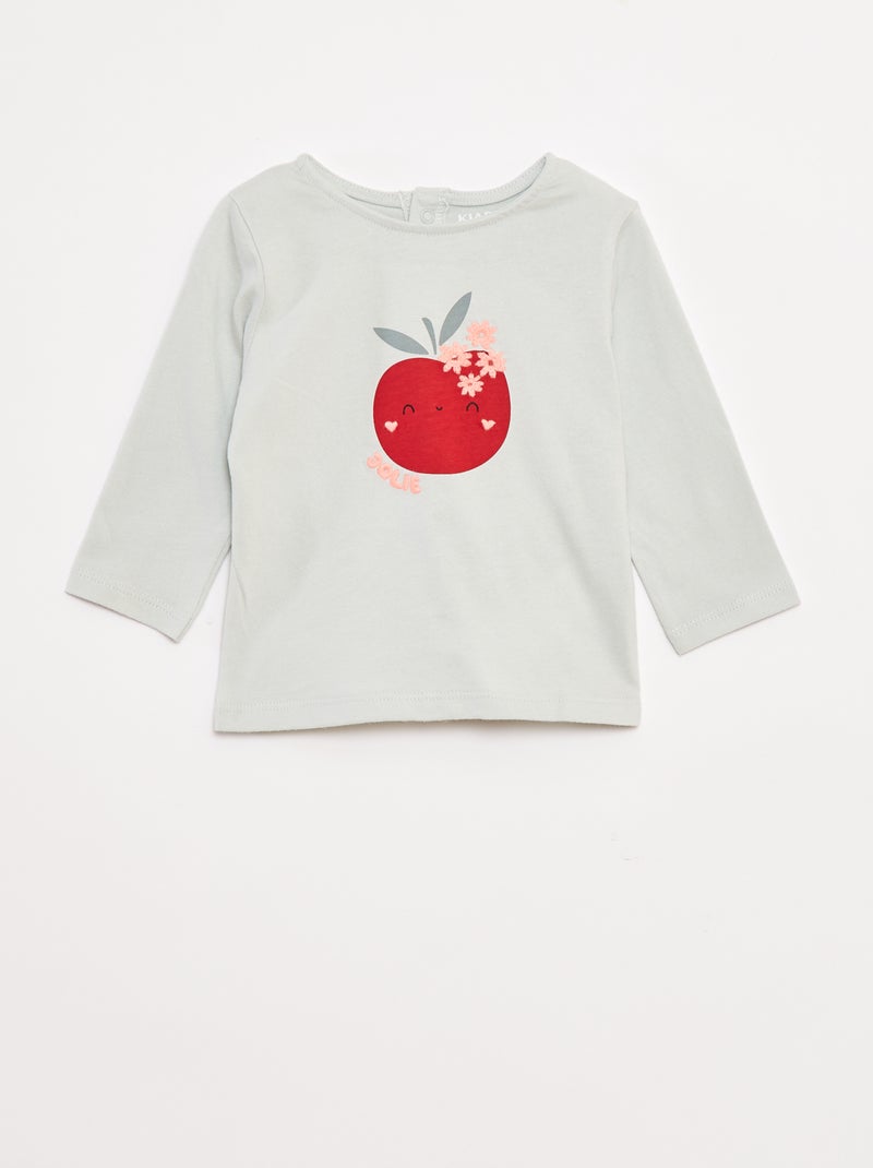 Camiseta de manga larga con adorno delantero Verde - Kiabi