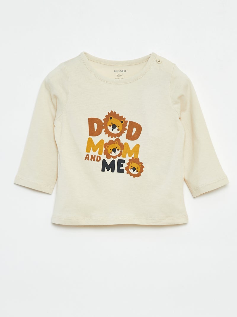 Camiseta de manga larga con adornos Beige - Kiabi