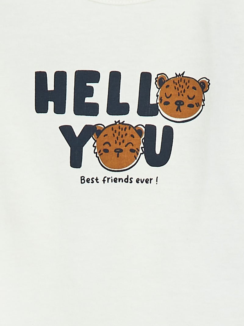 Camiseta de manga larga con adornos Blanco - Kiabi