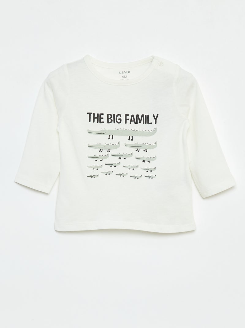 Camiseta de manga larga con adornos Blanco - Kiabi