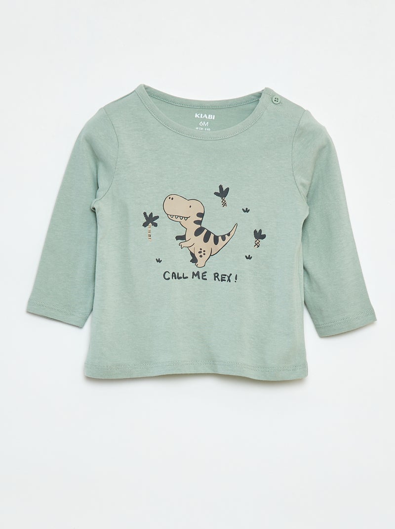 Camiseta de manga larga con adornos Verde - Kiabi