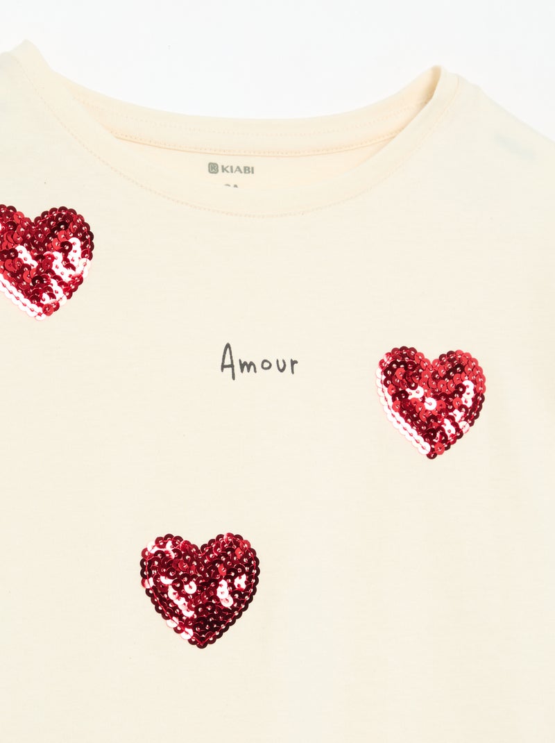 Camiseta de manga larga con animación Beige - Kiabi