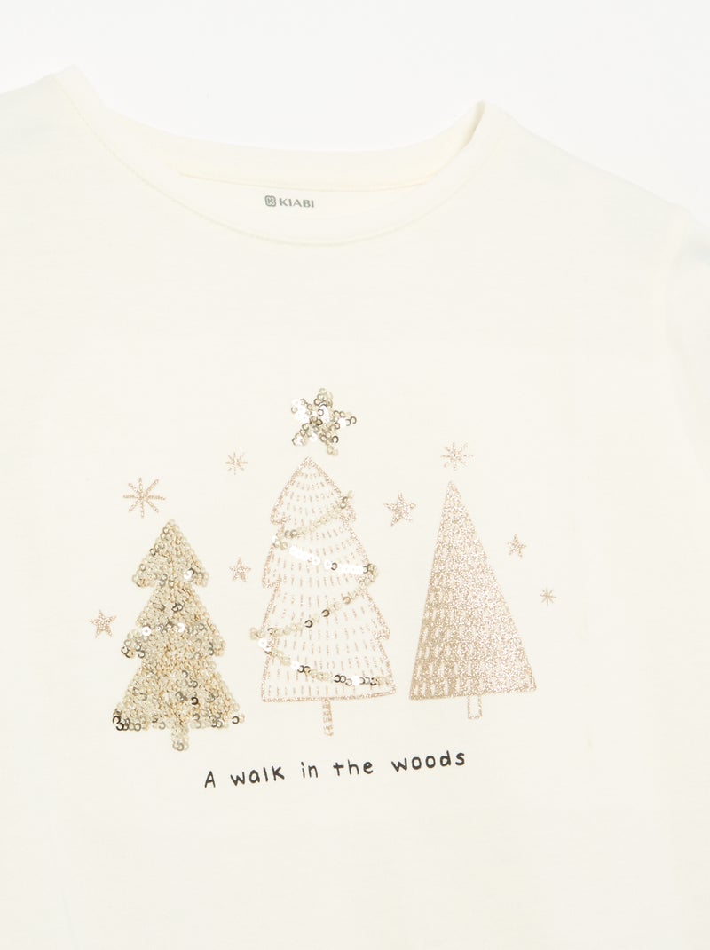 Camiseta de manga larga con animación Beige - Kiabi