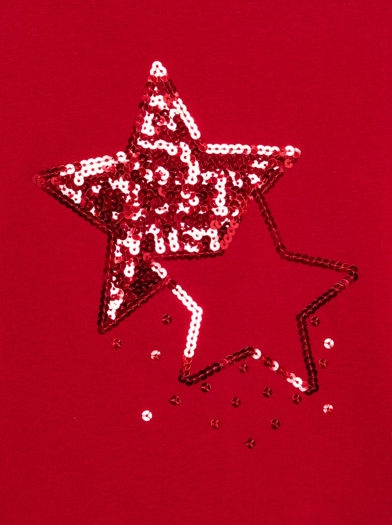 Camiseta de manga larga con animación Rojo - Kiabi