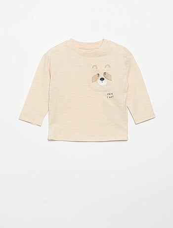 Camiseta de manga larga con bolsillo animado
