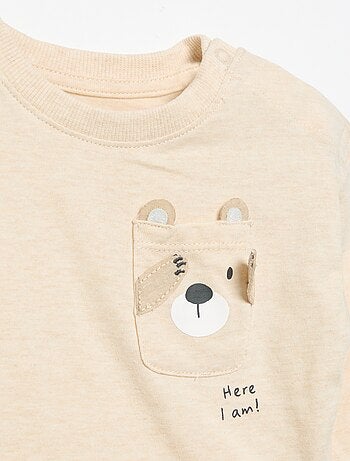 Camiseta de manga larga con bolsillo animado