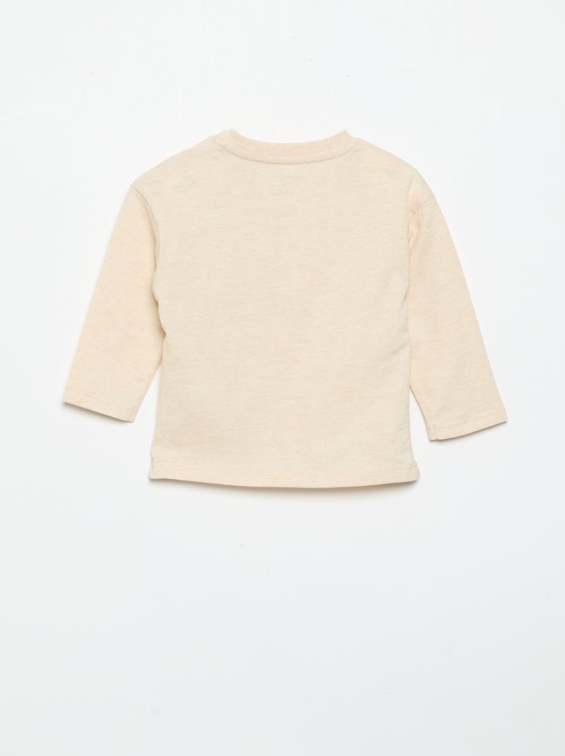 Camiseta de manga larga con bolsillo animado Beige - Kiabi