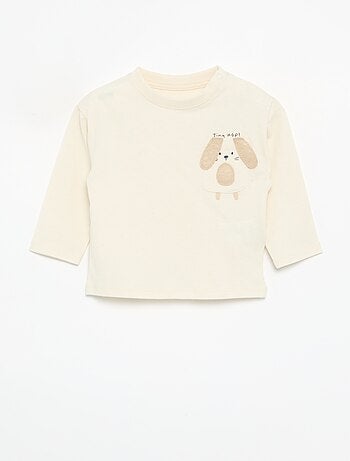 Camiseta de manga larga con bolsillo animado