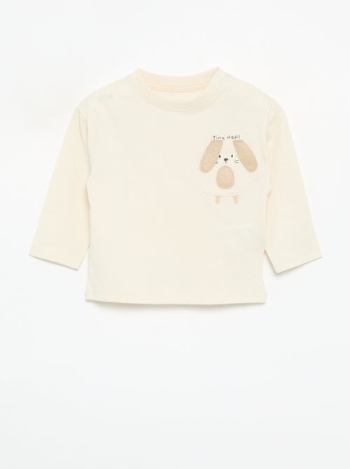 Camiseta de manga larga con bolsillo animado - Kiabi