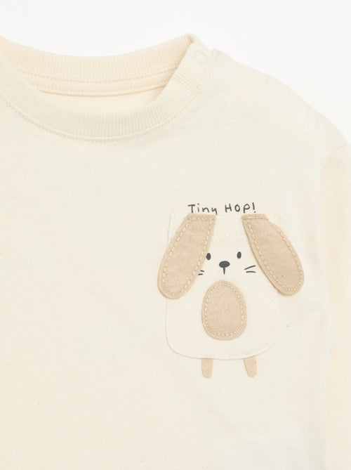 Camiseta de manga larga con bolsillo animado - Kiabi