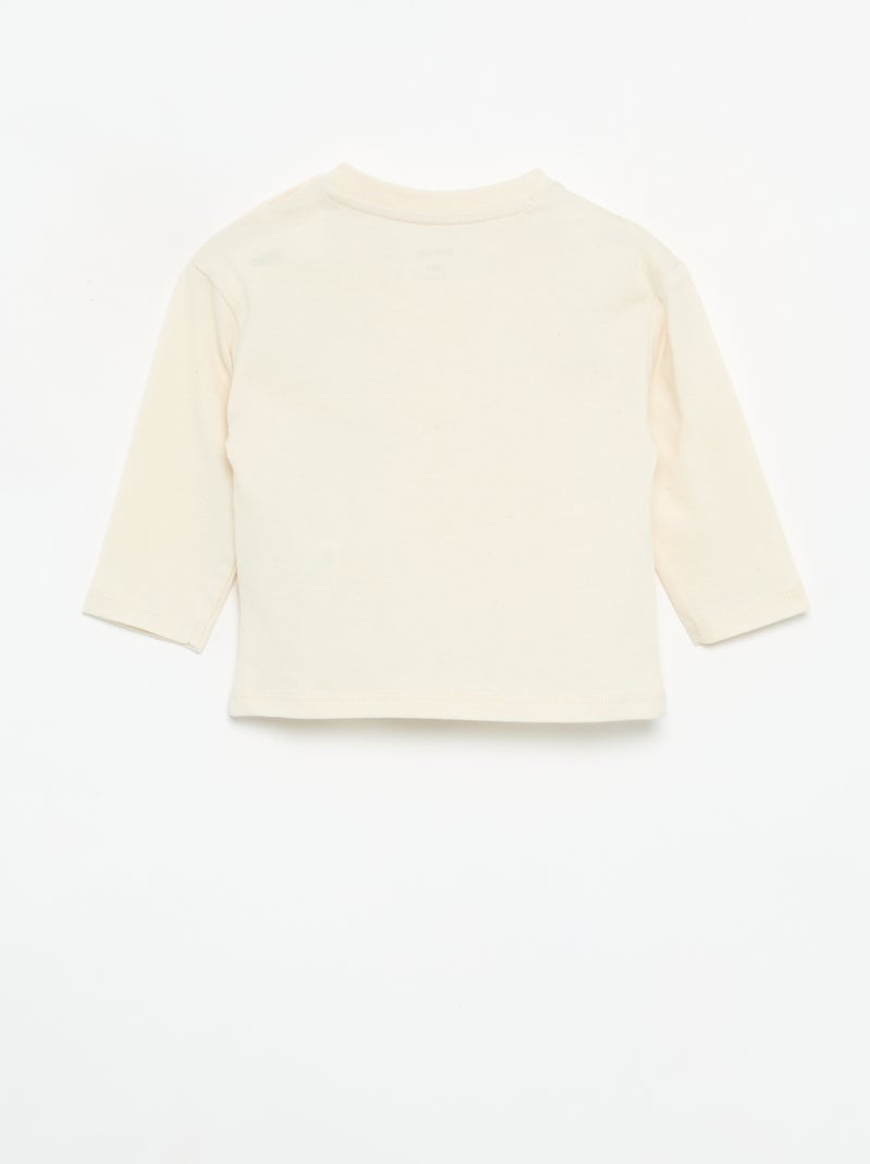 Camiseta de manga larga con bolsillo animado Blanco - Kiabi