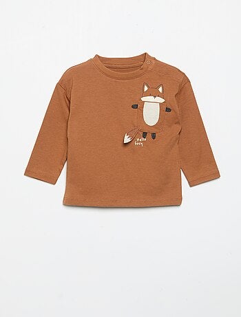 Camiseta de manga larga con bolsillo animado