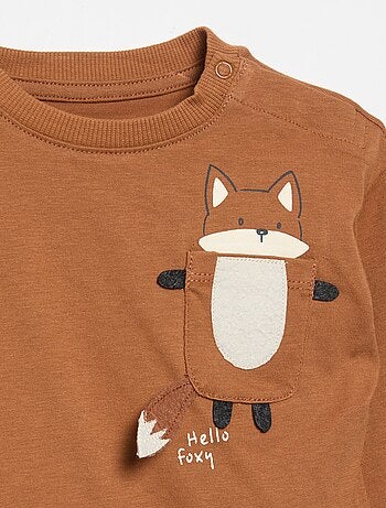 Camiseta de manga larga con bolsillo animado
