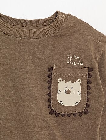 Camiseta de manga larga con bolsillo animado