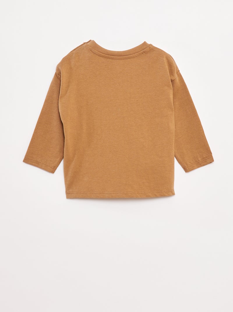 Camiseta de manga larga con bolsillo en el pecho Beige - Kiabi