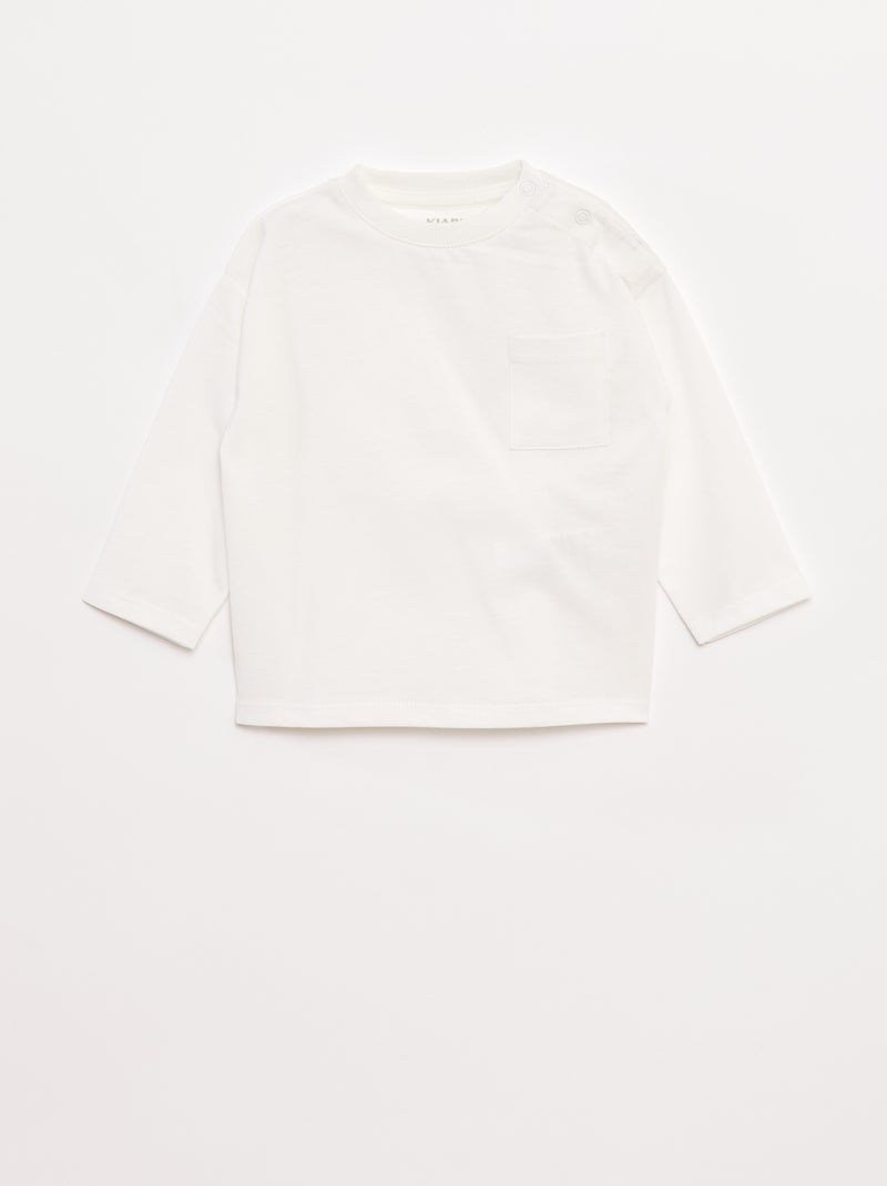Camiseta de manga larga con bolsillo en el pecho Blanco - Kiabi