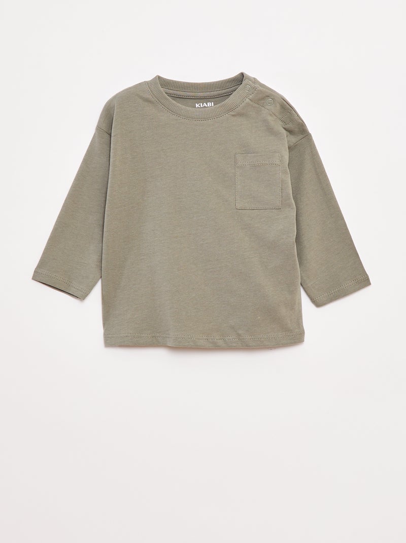 Camiseta de manga larga con bolsillo en el pecho Verde - Kiabi