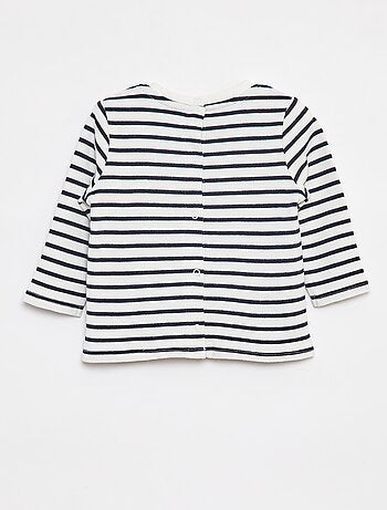 Camiseta de manga larga con 'bonjour' bordado en el pecho