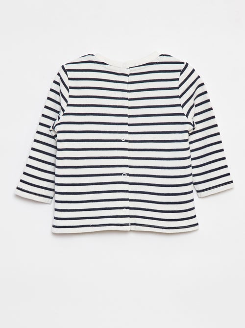 Camiseta de manga larga con "bonjour" bordado en el pecho - Kiabi