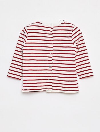 Camiseta de manga larga con 'bonjour' bordado en el pecho