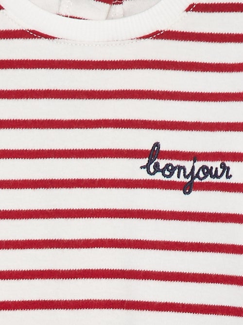 Camiseta de manga larga con 'bonjour' bordado en el pecho - Kiabi