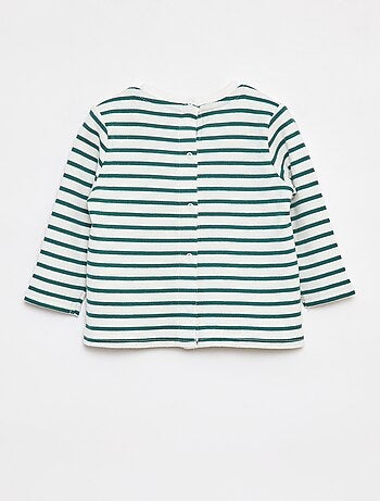 Camiseta de manga larga con 'bonjour' bordado en el pecho