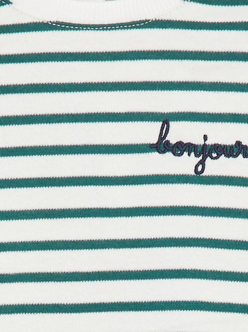 Camiseta de manga larga con 'bonjour' bordado en el pecho - Kiabi