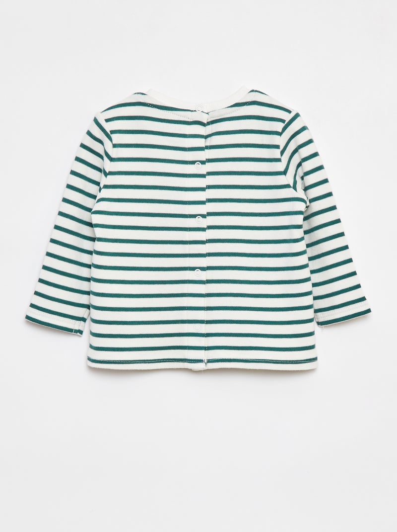 Camiseta de manga larga con 'bonjour' bordado en el pecho Blanco - Kiabi