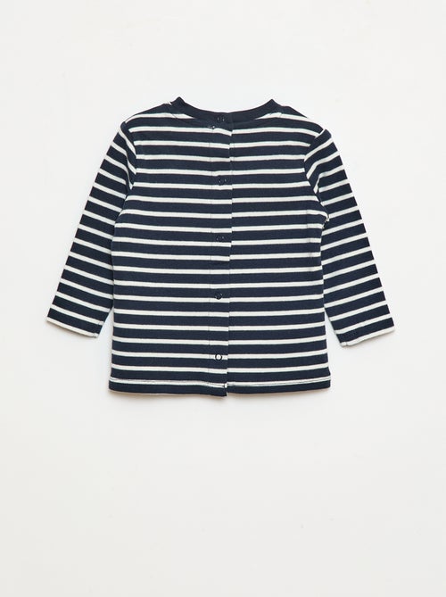 Camiseta de manga larga con 'bonjour' bordado en el pecho - Kiabi