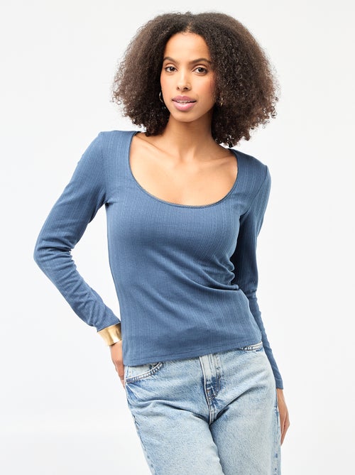 Camiseta de manga larga con calados - Kiabi