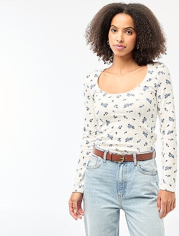 Camiseta de manga larga con calados