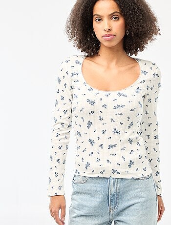 Camiseta de manga larga con calados