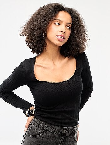 Camiseta de manga larga con calados