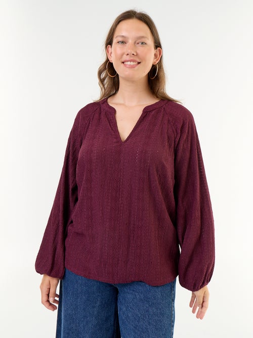 Camiseta de manga larga con calados - Kiabi Camiseta de manga larga con calados - Kiabi