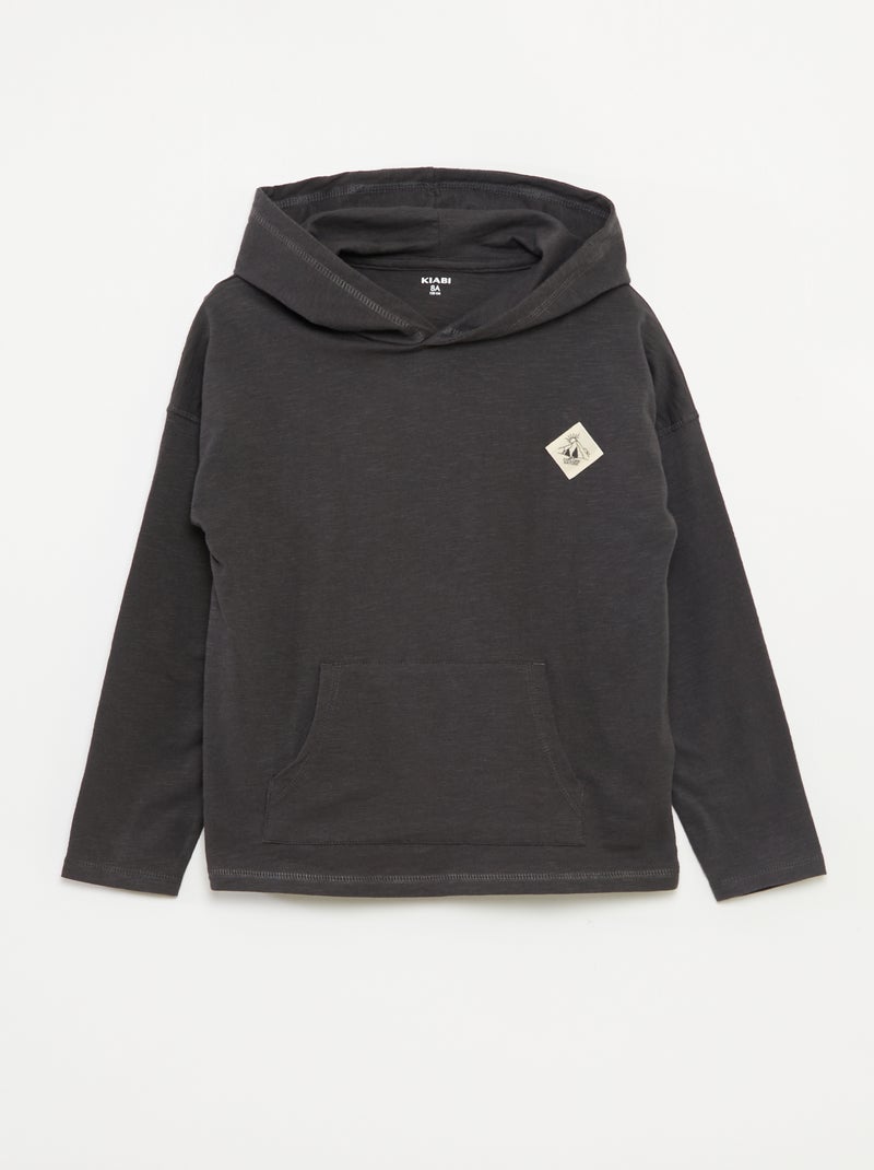 Camiseta de manga larga con capucha Gris - Kiabi