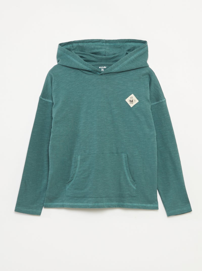 Camiseta de manga larga con capucha Verde - Kiabi