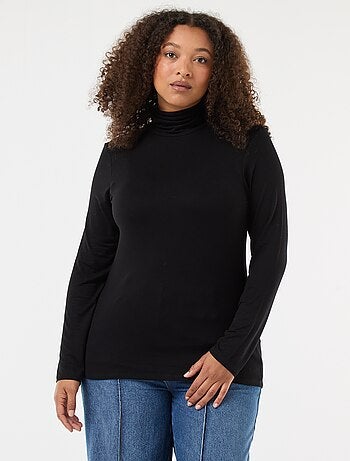 Camiseta de manga larga con cuello alto lisa