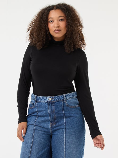 Camiseta de manga larga con cuello alto lisa - Kiabi