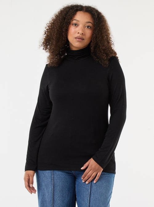 Camiseta de manga larga con cuello alto lisa - Kiabi