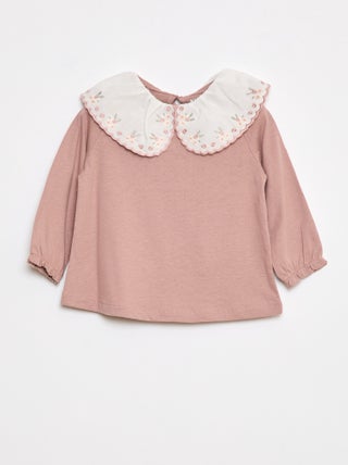 Camiseta de manga larga con cuello bebé