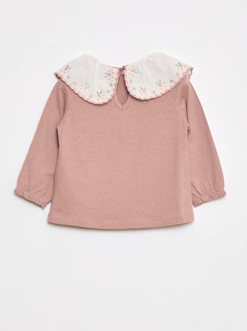 Camiseta de manga larga con cuello bebé - Kiabi