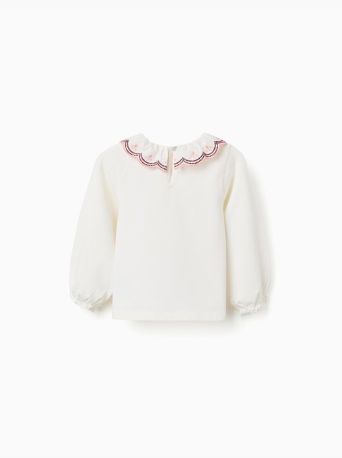 Camiseta de manga larga con cuello bordado - Kiabi