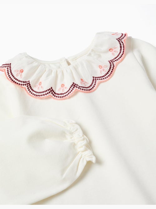 Camiseta de manga larga con cuello bordado - Kiabi