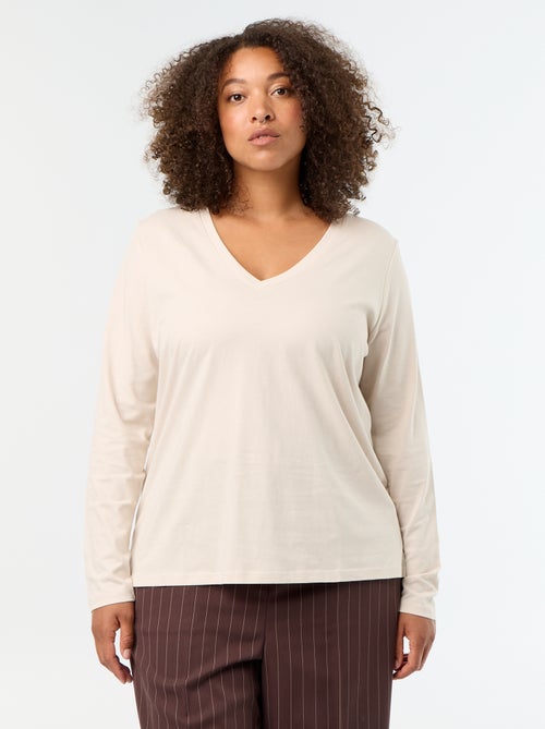 Camiseta de manga larga con cuello de pico - Kiabi
