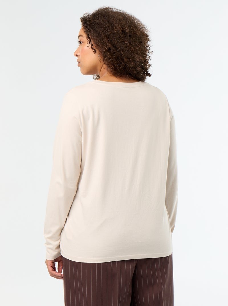 Camiseta de manga larga con cuello de pico Gris - Kiabi