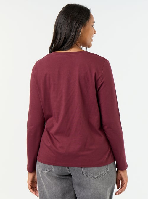 Camiseta de manga larga con cuello de pico - Kiabi Camiseta de manga larga con cuello de pico - Kiabi