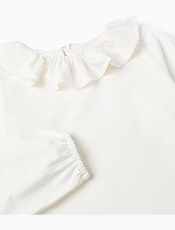 Camiseta de manga larga con cuello de volante